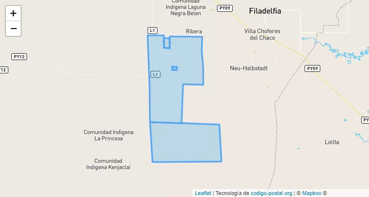 Código Postal Comunidad Indígena Yacacvash, Mariscal José Félix Estigarribia - Boquerón