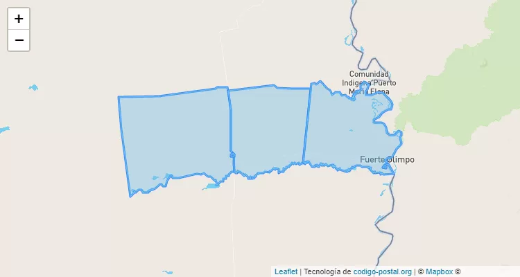 Código Postal Zona Ribera Olimpo, Fuerte Olimpo - Alto Paraguay