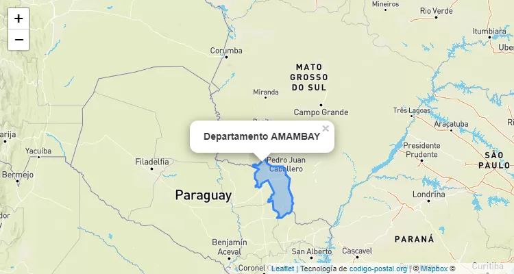 Amambay Paraguay com o número inicial do CEP.