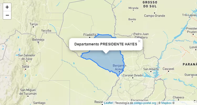Presidente Hayes Paraguay con iniciales del código postal.