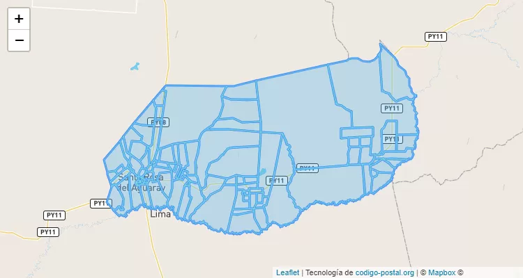 Código Postal Santa Rosa del Aguaray, San Pedro - Paraguay