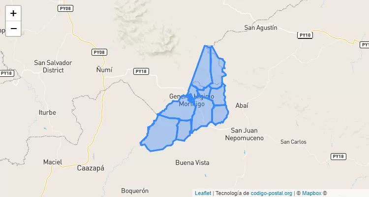 Código Postal Gral. Higinio Morinigo, Caazapá - Paraguay