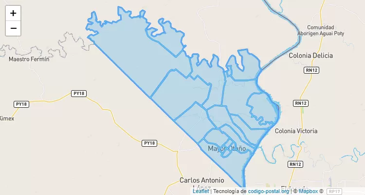 Código Postal Mayor Julio Dionisio Otaño, Itapúa - Paraguay