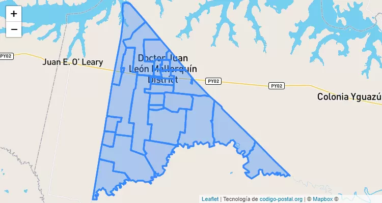 Código Postal Dr. Juan León Mallorquín, Alto Paraná - Paraguay
