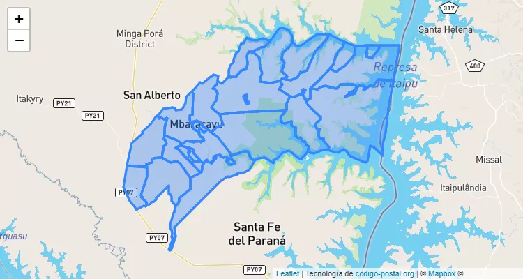 Código Postal Mbaracayú, Alto Paraná - Paraguay