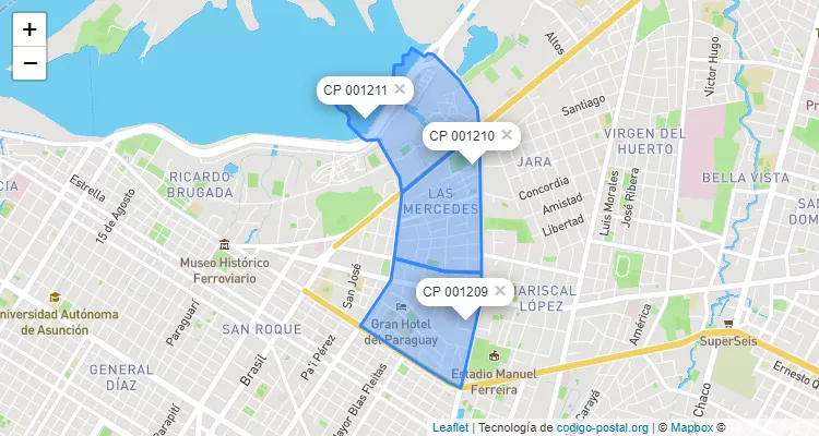 Código Postal Las Mercedes, San Roque - Asunción
