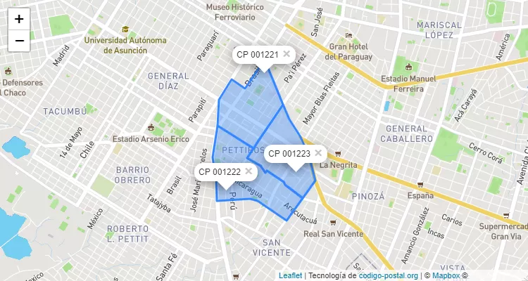 Código Postal Tte. Silvio Pettirossi, San Roque - Asunción