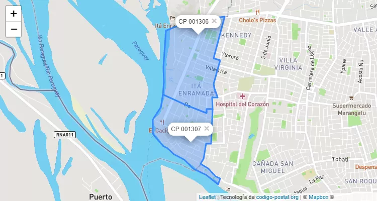 Código Postal Ita Enramada, Santa María de la Asunción - Asunción