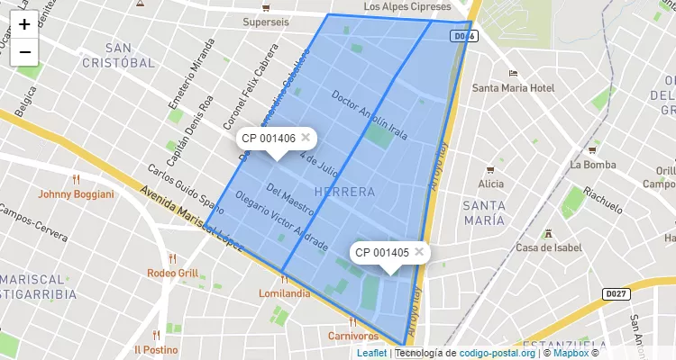 Luis Alberto de Herrera, La Recoleta - Asunción ZIP Code