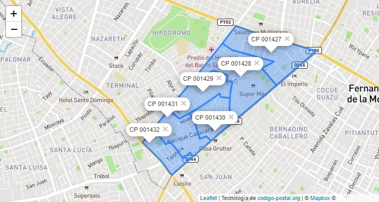 Código Postal San Pablo, La Recoleta - Asunción