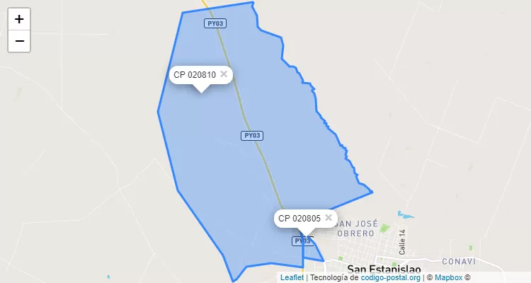 Código Postal Yataity Corá, San Estanislao - San Pedro