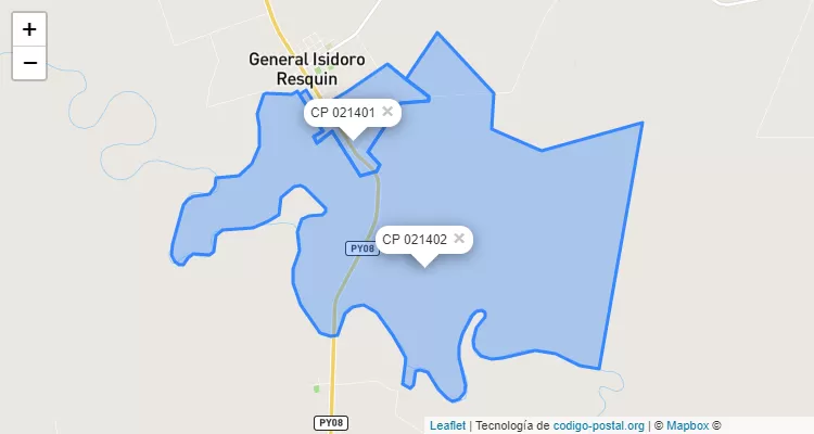 Código Postal 8 de Diciembre, General Francisco Isidoro Resquín - San Pedro
