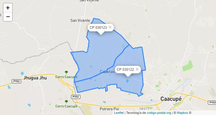 Código Postal Cabañas, Caacupé - Cordillera
