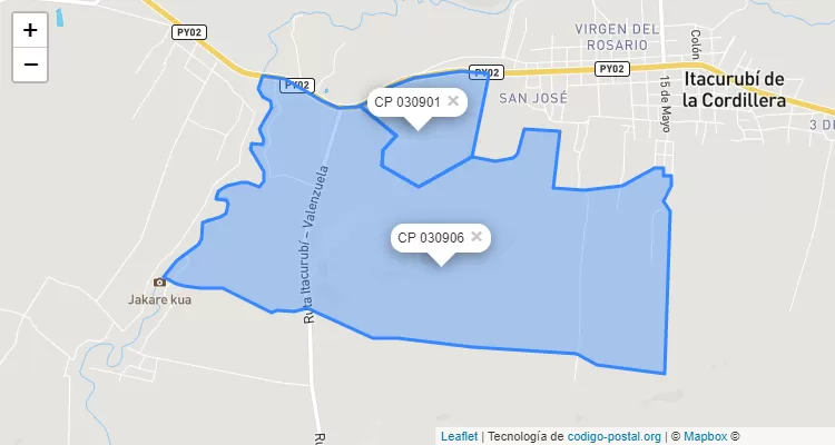 Código Postal Pirayu`i, Itacurubí de la Cordillera - Cordillera