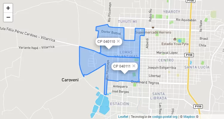 Código Postal Lomas Valentínas, Villarrica - Guairá