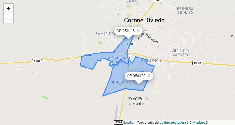 Código Postal José Alfonso Godoy, Coronel Oviedo - Caaguazú