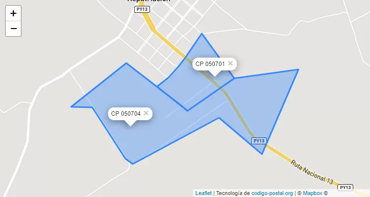 Código Postal San Blas, Repatriación - Caaguazú