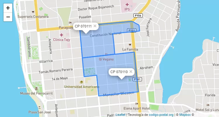 Código Postal Inmaculada Concepción, Encarnación - Itapúa