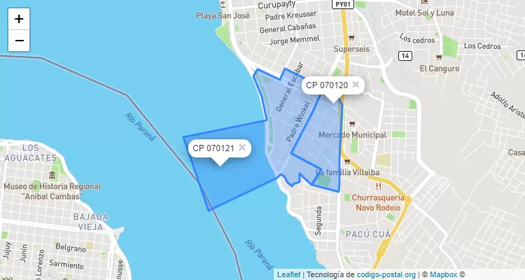 Código Postal San Roque González, Encarnación - Itapúa