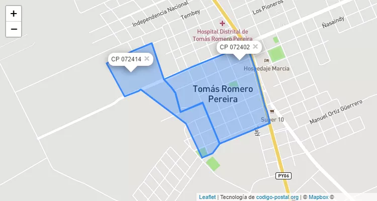 Código Postal Caacupé, Tomás Romero Pereira - Itapúa