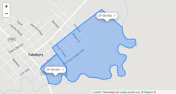 Código Postal Kuarahy Rese, Yabebyry - Misiones