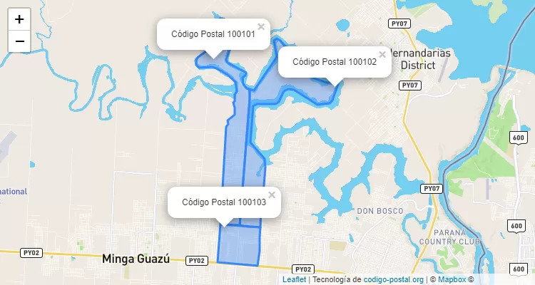 Código Postal 11 A 13 Acaray, Ciudad del Este - Alto Paraná