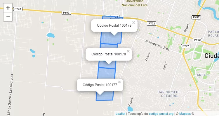 Código Postal 8 A 9 Monday, Ciudad del Este - Alto Paraná