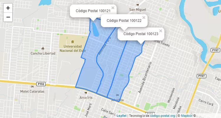 Carolina - las Mercedes - Mburucuya, Ciudad del Este - Alto Paraná ZIP Code