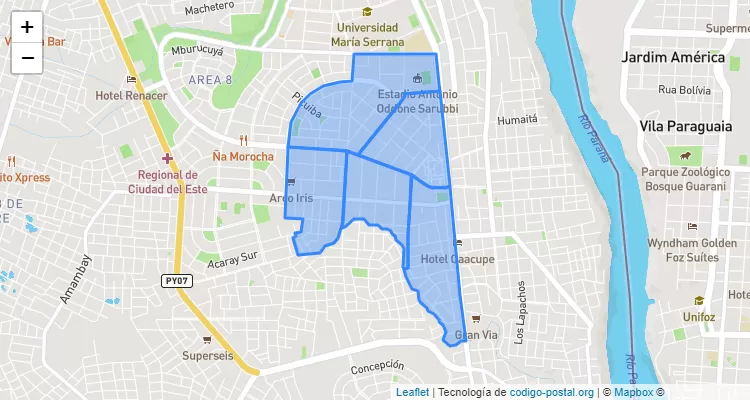 Código Postal General Bernardino Caballero, Ciudad del Este - Alto Paraná