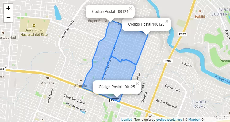 Código Postal La Blanca, Ciudad del Este - Alto Paraná