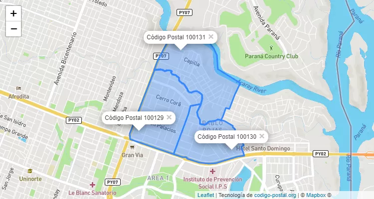 Código Postal Pablo Rojas, Ciudad del Este - Alto Paraná