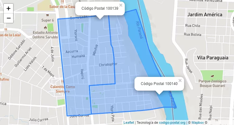 Código Postal San Miguel - Area 2, Ciudad del Este - Alto Paraná