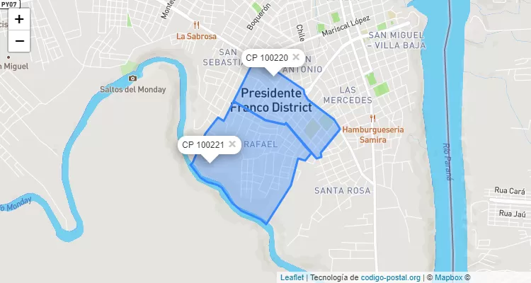 Código Postal San Rafael, Presidente Franco - Alto Paraná