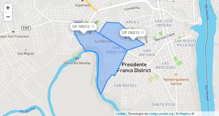 Código Postal San Sebastián, Presidente Franco - Alto Paraná