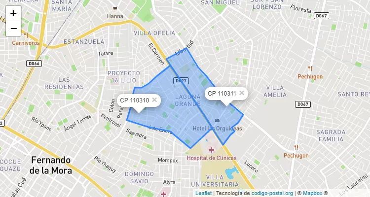 Código Postal Laguna Grande, Fernando de la Mora - Central