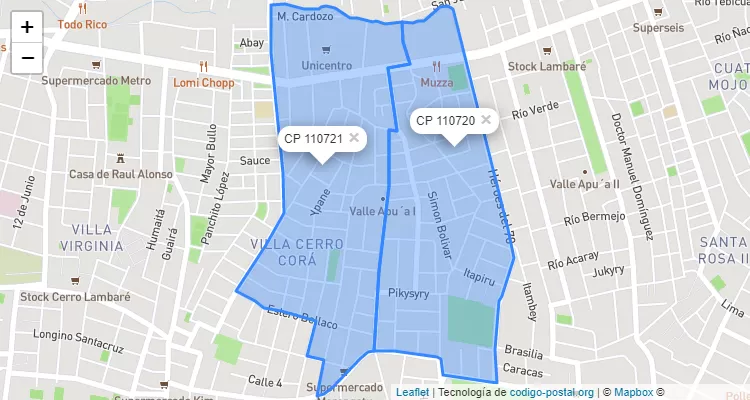 Código Postal Valle Apu`a I, Lambaré - Central