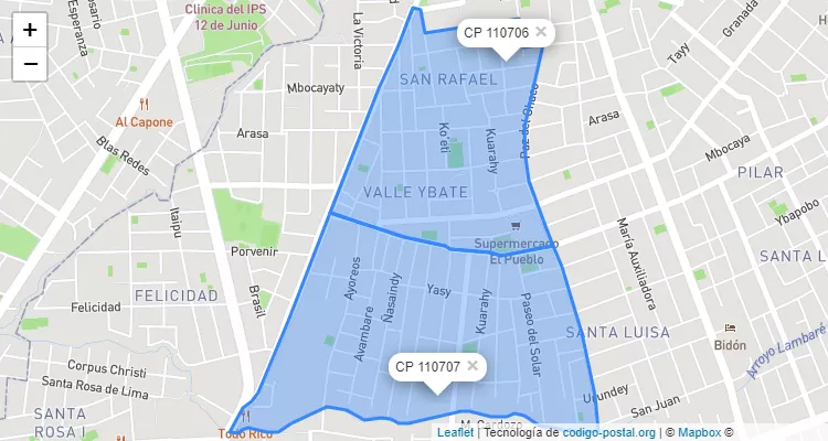 Código Postal Valle Yvate, Lambaré - Central