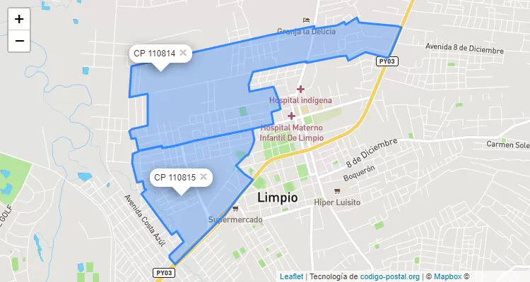 Código Postal Centro Santa Lucía, Limpio - Central