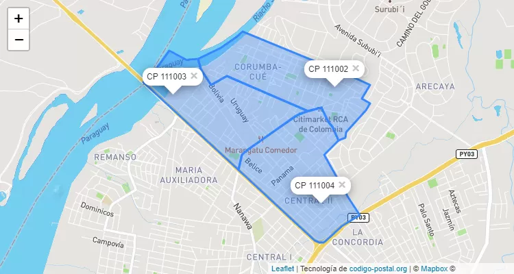 Código Postal Corumba Kue - Universo, Mariano Roque Alonso - Central