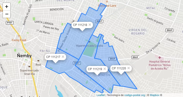 Código Postal Rincón, Ñemby - Central