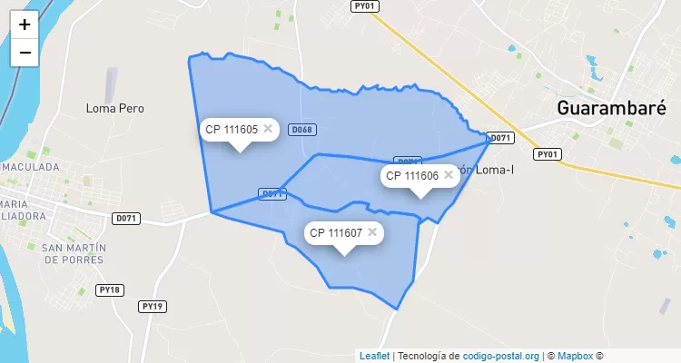 Código Postal Naranjaisy, Villeta - Central