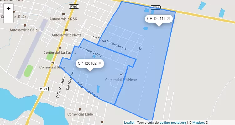 Código Postal Mbokajaty, Pilar - Ñeembucú