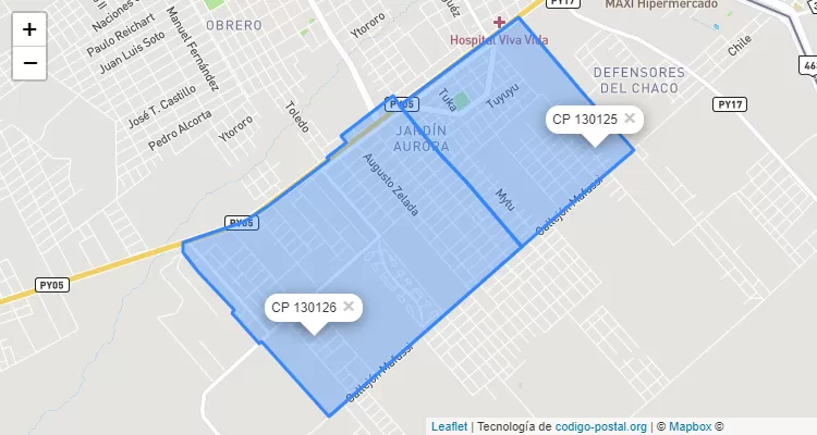 Código Postal Jardín Aurora, Pedro Juan Caballero - Amambay