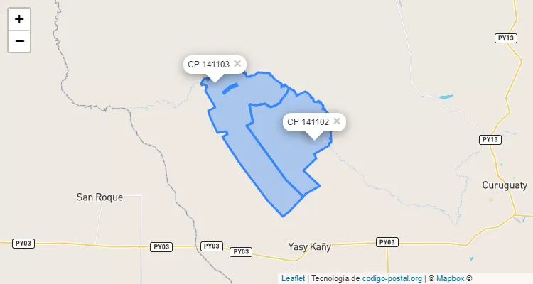 Código Postal Mandu`ara, Yasy Cañy - Canindeyú