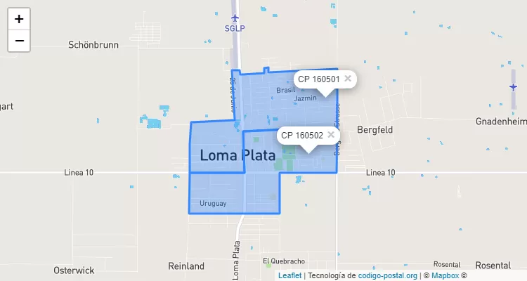 Código Postal Casco Urbano, Loma Plata - Boquerón